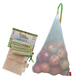Reusable Mesh Produce Bags, Qty 3 Packs (You get 12 Bags in total; 6 small and 6 large)