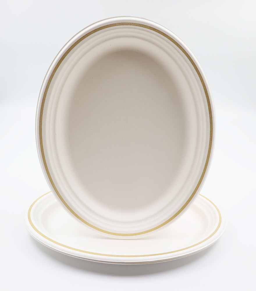 12.5" Gold Rim Plates/Serving Platters, Qty 48