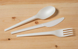 6.5" Wrapped CPLA Cutlery Kit (Fork, Knife, Spoon), Qty 50