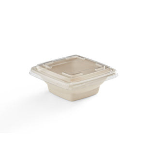 16 oz Bamboo Food Containers & PET Lids, Qty 50 containers and 50 lids