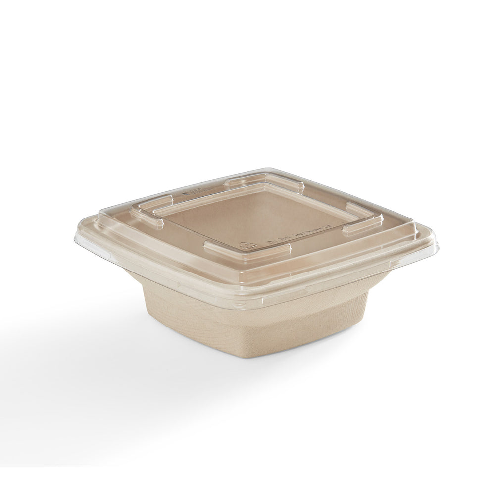 28 oz Bamboo Food Containers & PET Lids, 50 containers and 50 lids