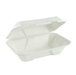 9" x 6" x 3" Sugarcane Clamshell Containers, Qty 50