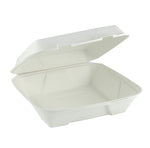 9" x 9" x 3" Sugarcane Clamshell Containers, Qty 50